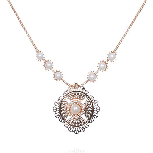 

Women's Pearl Pendant Necklace Classic Flower Fashion Alloy Gold 455 cm Necklace Jewelry 1pc For Anniversary Street Birthday Party Festival
