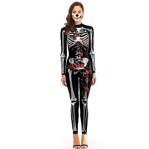 

Skeleton / Skull Cosplay Costume Adults' Women's Halloween Halloween Halloween Festival / Holiday Terylene Black Women's Easy Carnival Costumes Printing / Leotard / Onesie