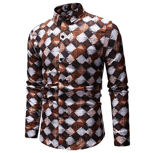 

Men's Shirt Other Prints Graphic Long Sleeve Casual Tops Casual Soft Breathable Purple Coffee