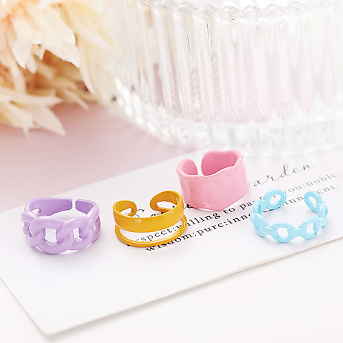 

Open Cuff Ring Fancy Blue Purple Yellow Alloy Stylish Simple European 1pc 6 / Women's