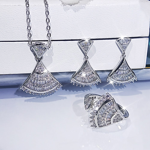 

Women's Clear Jewelry Set Bridal Jewelry Sets Geometrical Mini Fashion Korean Cute Earrings Jewelry Silver For Wedding Party Evening Gift Prom Festival 1 set