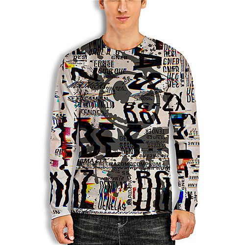 

Men's Unisex Tee T shirt Shirt 3D Print Graphic Prints Letter Print Long Sleeve Daily Tops Casual Designer Big and Tall Brown