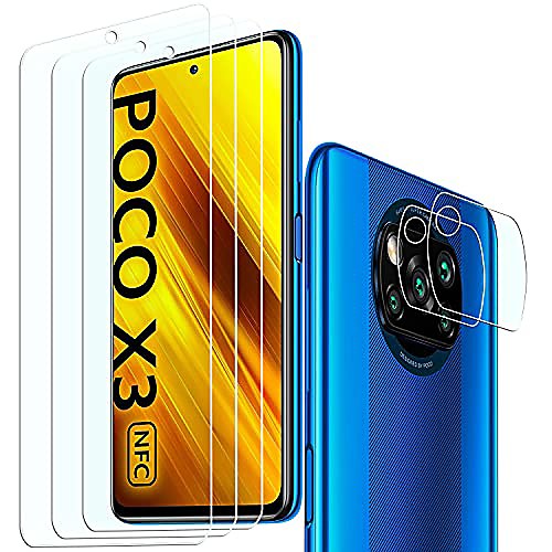 

[3 pack] kelolin screen protector and camera lens protector [2 pack] hd anti-scratch anti-fingerprint tempered glass screen protector for xiaomi poco x3 nfc/xiaomi redmi note 9 pro