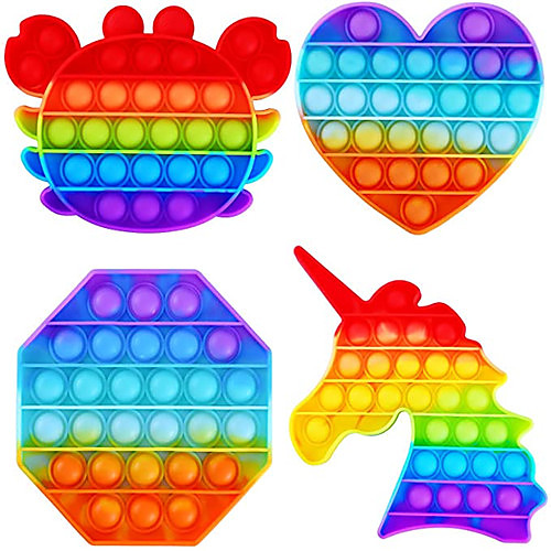 

4PCS Push Bubble Pop Fidget Sensory Toy Colorful Push It Popping Silicone Game Toy Anxiety Stress Reliever Autism Learning Materials for Kids Children Adults