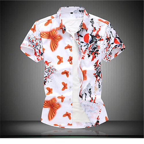 

Men's Shirt Graphic Short Sleeve Daily Tops Casual White
