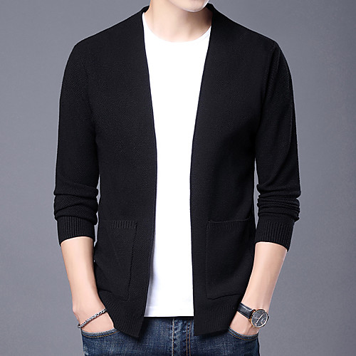 

Men's Stylish Vintage Style Knitted Solid Color Cardigan Long Sleeve Sweater Cardigans V Neck Fall Winter Blue Yellow Gray