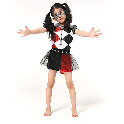 

Burlesque Clown Movie / TV Theme Costumes Cosplay Costume Kid's Girls' Halloween Halloween Halloween Children's Day Masquerade Festival / Holiday Terylene RedBlack Easy Carnival Costumes Geometic