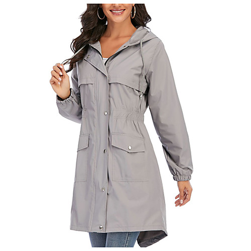 

Women's Coat Casual / Daily All Seasons Long Coat Regular Fit Casual Jacket Solid Color Others Lake blue Navy