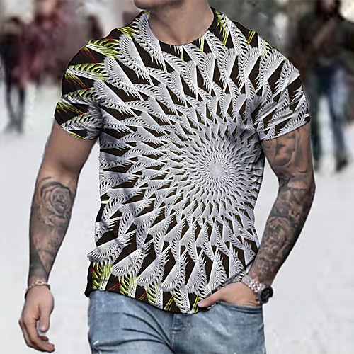 

Men's Tee T shirt Shirt 3D Print Graphic Geometric Plus Size Short Sleeve Casual Tops Basic Designer Big and Tall Blue Green Royal Blue