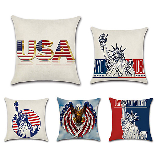 

USA Double Side Cushion Cover 5PC Soft Decorative Square Throw Pillow Cover Cushion Case Pillowcase for Bedroom Livingroom Superior Quality Machine Washable Outdoor Cushion for Sofa Couch Bed Chair