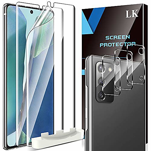 

6 pack 3 pack screen protector and 3 pack camera lens protector compatible with samsung galaxy note 20, positioning tool, hd ultra-thin, flexible tpu film