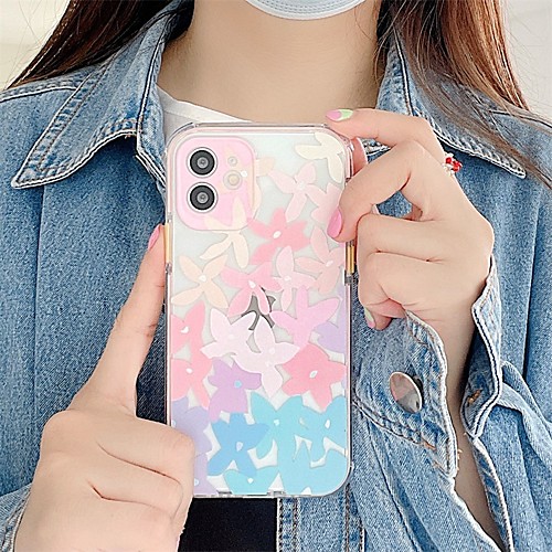 

Phone Case For Apple Back Cover iPhone 12 Pro Max 11 SE 2020 X XR XS Max 8 7 Shockproof Dustproof Geometric Pattern Flower TPU