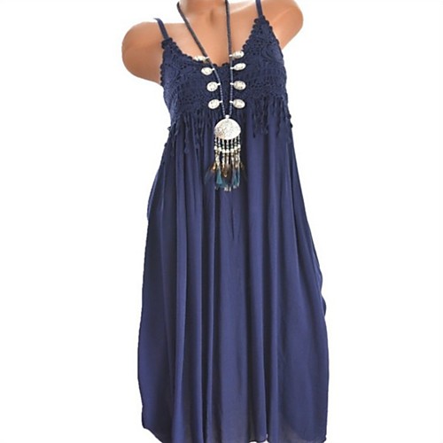 

Women's A Line Dress Midi Dress Red Dark Blue Sleeveless Solid Color Summer Casual Sexy 2021 S M L XL 2XL 3XL 4XL 5XL