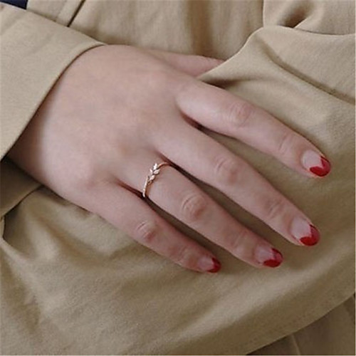 

Ring Briolette Rose Gold Silver Gold Zircon Rhinestone Alloy Leaf Stylish Luxury European 1pc 4 5 6 7 8 / Women's