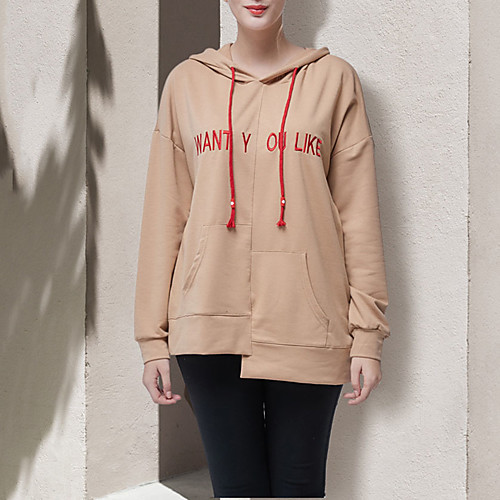 

Women's Hoodie Sweatshirt Letter Print Casual Daily Sports Other Prints Sportswear Streetwear Hoodies Sweatshirts Khaki White Black