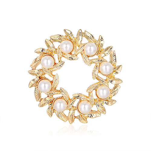 

Dinner Party Ladies Exquisite Alloy Decoration Foreign Trade Leaf Ring Flower Pearl Brooch