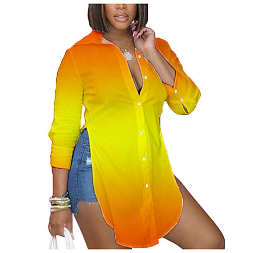 

Women's Coat Daily Wear Long Coat Loose Casual / Daily Jacket Tie Dye Black And White Orange yellow