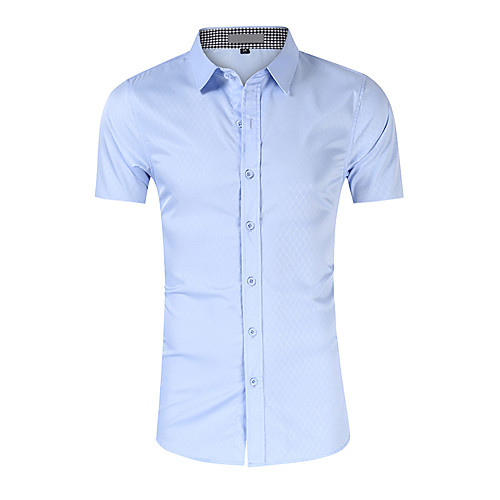 

Men's Shirt Solid Color Button-Down Short Sleeve Street Tops Business Casual Breathable Comfortable Gray Black Navy Blue / Long Sleeve