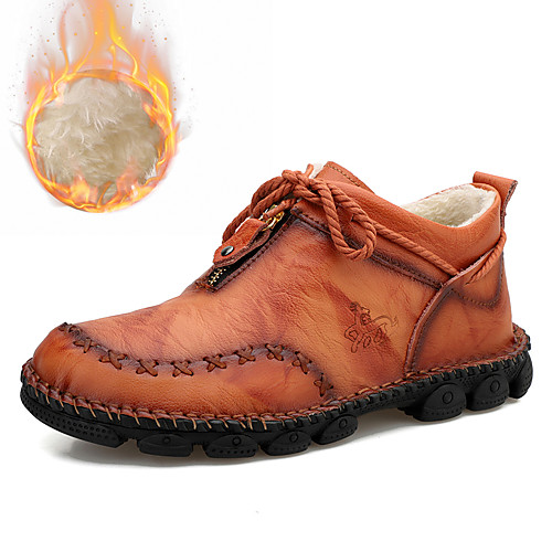 

Men's Boots Snow Boots Martin Boots Work Boots Business Sporty Casual Daily Outdoor Leather Synthetics Warm Handmade Non-slipping Booties / Ankle Boots Brown Fall Winter
