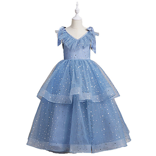 

A-Line Floor Length Flower Girl Dresses Party Chiffon Sleeveless V Neck with Appliques