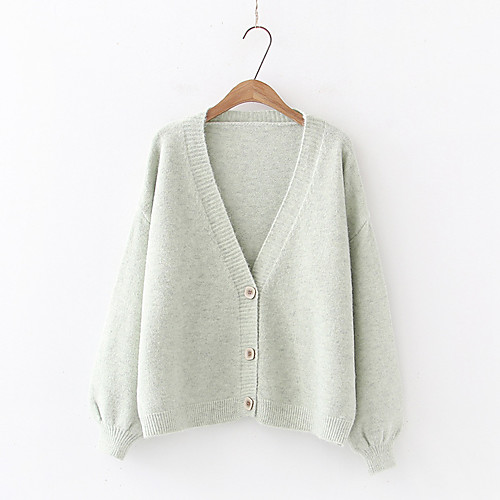 

Women's Stylish Solid Color Cardigan Long Sleeve Sweater Cardigans V Neck Fall Spring Yellow Blushing Pink Gray