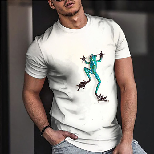 

Men's Unisex Tee T shirt Shirt 3D Print Graphic Prints Animal Print Short Sleeve Daily Tops Casual Designer Big and Tall White