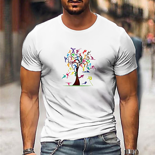 

Men's Unisex Tee T shirt Shirt Hot Stamping Graphic Prints Olympics Print Short Sleeve Casual Tops Cotton Basic Designer Big and Tall White