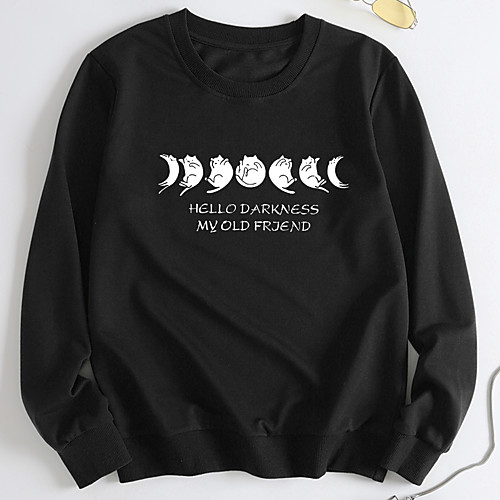 

Women's Pullover Sweatshirt Letter Print Casual Hot Stamping Casual Hoodies Sweatshirts Yellow Light Grey White