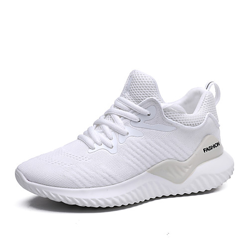 

Women's Trainers Athletic Shoes Flat Heel Round Toe Booties Ankle Boots Daily Work Tissage Volant Lace-up Solid Colored Pink White Black