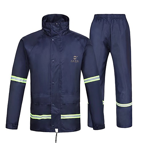 

Men's Rain Suit Rain Jacket Pants Hoodie Jacket Outdoor Reflective Waterproof Windproof Breathable Stain Resistant Clothing Suit Fishing Camping & Hiking Work Dark Navy