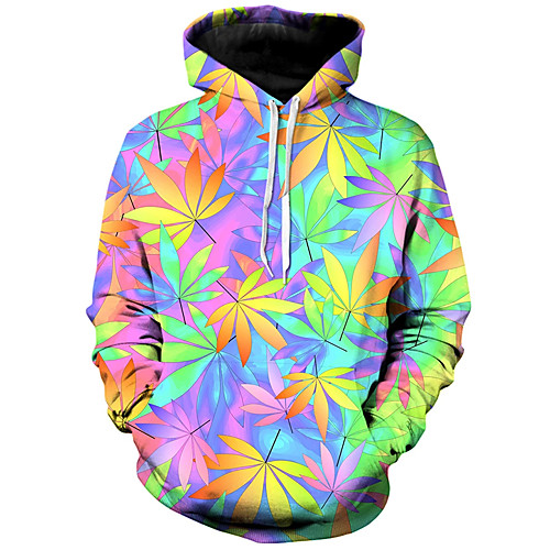 

Men's Unisex Hoodie Leaf Graphic Prints Print Casual Daily Holiday 3D Print Basic Designer Hoodies Sweatshirts Blushing Pink Green Royal Blue