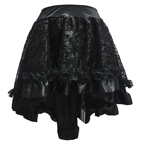 

Women's Stage Performance Active Short Skirts Solid Colored Layered Ruffle Lace Green Black Brown