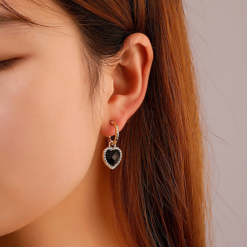 

Women's Cubic Zirconia Earrings Drop Sweet Heart Stylish Simple European Korean Sweet Earrings Jewelry White / Black For Wedding Party Evening Street Date Beach