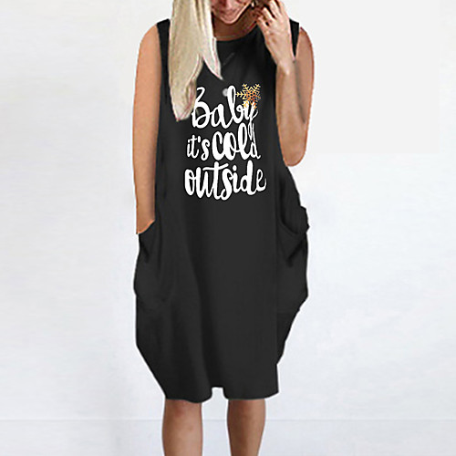 

Women's T Shirt Dress Tee Dress Knee Length Dress Blue Yellow Fuchsia Gray Green White Black Sleeveless Print Letter Summer Round Neck Casual Oversized 2021 S M L XL XXL 3XL 4XL 5XL
