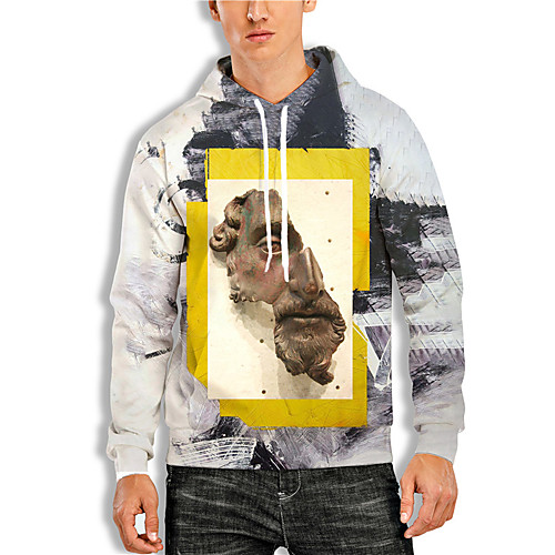 

Men's Pullover Hoodie Sweatshirt Graphic Prints Sculpture Print Daily Sports 3D Print 3D Print Casual Hoodies Sweatshirts Yellow