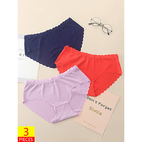 

Women's Basic Brief Micro-elastic Low Waist 3 Pieces Multi color One-Size