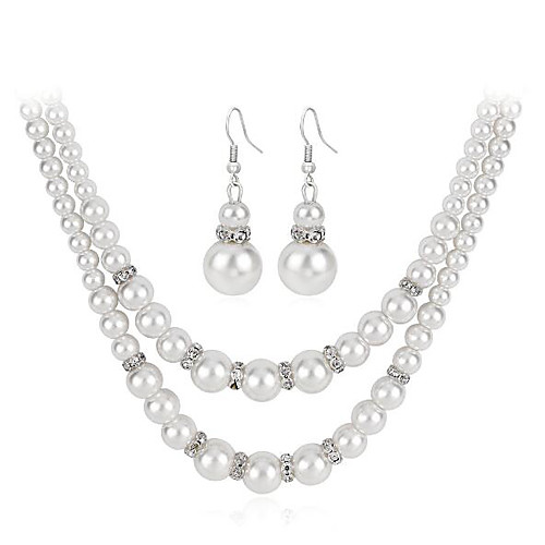 

Women's Jewelry Set Bridal Jewelry Sets 3D Precious Fashion Imitation Pearl Silver Plated Earrings Jewelry White For Christmas Wedding Party Evening Gift Engagement 1 set