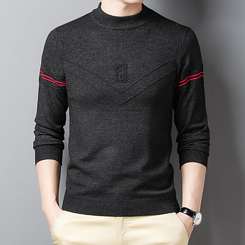 

Men's Stylish Vintage Style Knitted Color Block Pullover Sweater Long Sleeve Sweater Cardigans Crew Neck Fall Winter Blue Gray Green