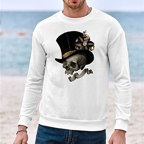 

Men's Unisex Sweatshirt Graphic Prints Skull Casual Daily Holiday Hot Stamping Casual Designer Hoodies Sweatshirts White