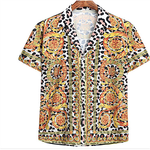 

Men's Shirt Graphic Short Sleeve Daily Tops Casual Yellow