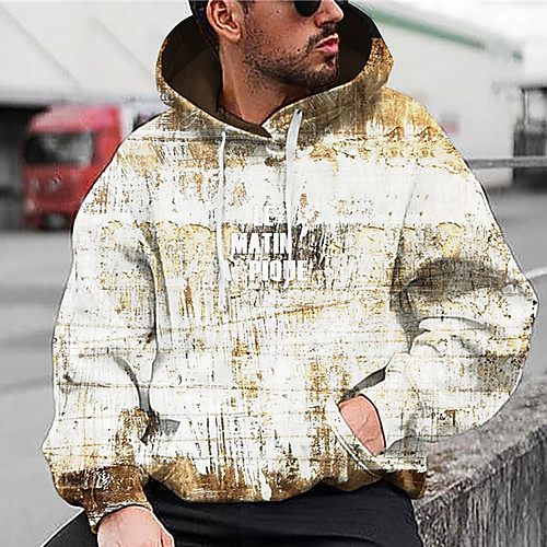 

Men's Unisex Hoodie Graphic Prints Letter Print Daily Sports 3D Print 3D Print Casual Hoodies Sweatshirts Yellow