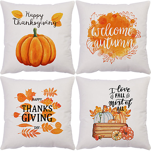 

Autumn Double Side Cushion Cover 4PC Soft Decorative Square Throw Pillow Cover Cushion Case Pillowcase for Bedroom Livingroom Superior Quality Machine Washable Outdoor Cushion for Sofa Couch Bed Chair Pumpkin Fall