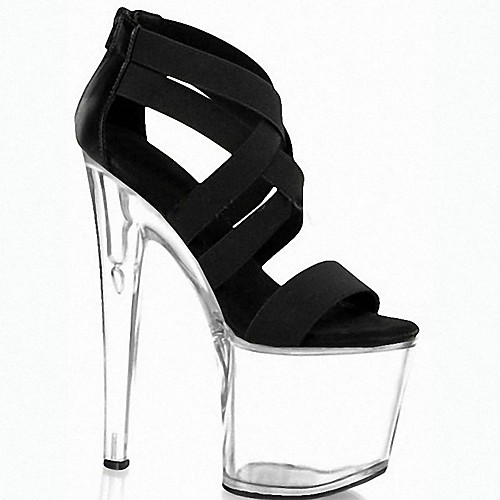 

Women's Sandals High Heel Open Toe PU Buckle Solid Colored Clear Black / Knee High Boots