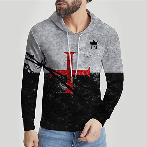

Men's Unisex Hoodie Graphic Prints Cross Print Daily Sports 3D Print 3D Print Casual Hoodies Sweatshirts Gray