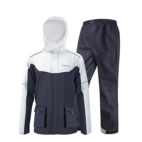 

Men's Rain Suit Rain Jacket Pants Hoodie Jacket Outdoor Reflective Waterproof Breathable Stain Resistant Clothing Suit Fishing Camping & Hiking Running Gray