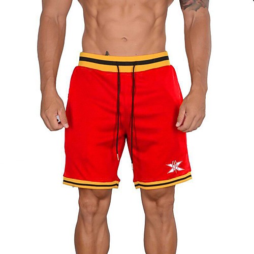 

Men's Casual / Sporty Streetwear Breathable Soft Daily Sports Chinos Shorts Pants Letter Knee Length Drawstring Elastic Waist Black / Red Black / White White Red Yellow