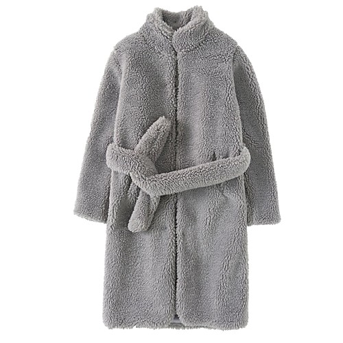 

Women's Faux Fur Coat Daily Wear Fall Winter Long Coat Regular Fit Casual Jacket Solid Color Lace up Creamy-white Yellow