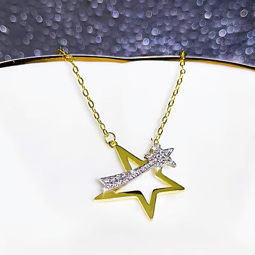 

Women's Clear AAA Cubic Zirconia Pendant Necklace Monogram Star Simple Fashion Holiday Korean Brass Gold 50 cm Necklace Jewelry 1pc For Street Gift Prom Birthday Party Festival