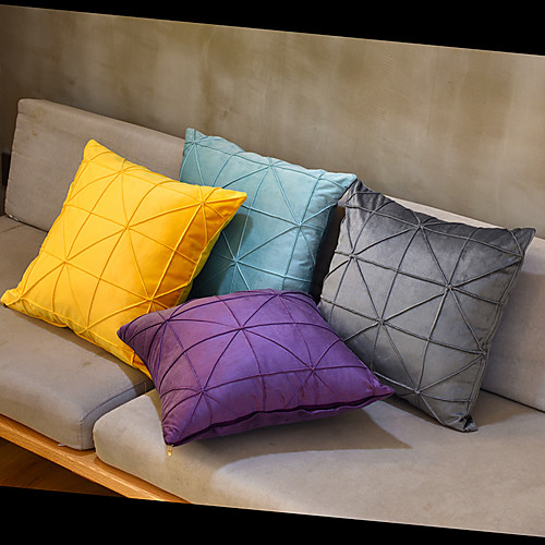 

Home Furnishing Cushion Cover Velvet Grid 3D Pattern 18 x 18 Inch Sofa Sofa Bed Decorative Cushion Square Cushion Cover with Zipper Closure 2 Piece Set