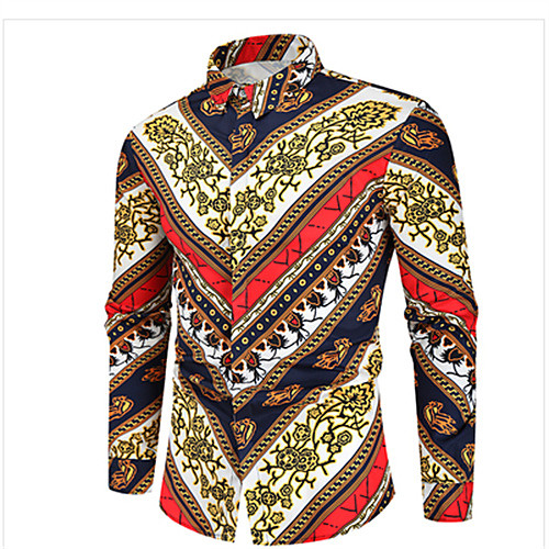 

Men's Shirt Graphic Long Sleeve Daily Tops Casual Red